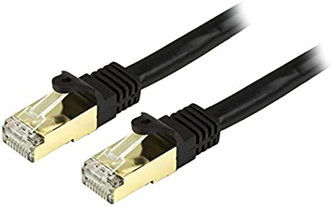 StarTech.com 2ft CAT6a Ethernet Cable - 10 Gigabit Shielded Snagless RJ45 100W PoE Patch Cord - 10GbE STP Network Cable w/Strain Relief - Black Fluke Tested/Wiring is UL Certified/TIA (C6ASPAT2BK)