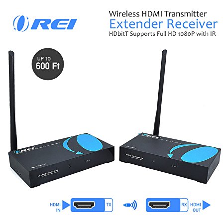 OREI Wireless HDMI Transmitter Extender Receiver HDbitT Supports Full HD 1080P with IR - Upto 600 FT