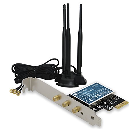 Feb Smart Wireless Dual Band N900 (2.4GHz 450Mbps or 5GHz 450Mbps) PCI Express (PCIe) Wi-Fi Adapter Network Card with 18dBi Antenna Kit for Desktop Computers (FS-N900 Pro Edition)