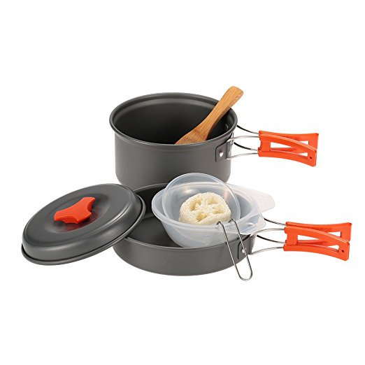 TOMSHOO Outdoor Camping Hiking Cookware Backpacking Cooking Picnic Pot Set Cook Set