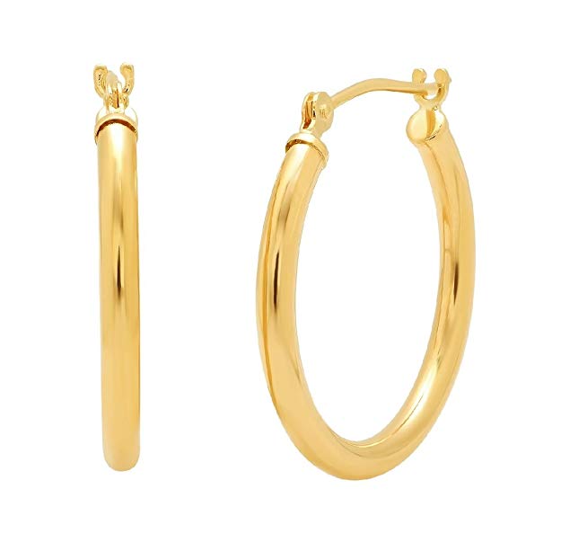 14K Yellow or White Gold 3/4 inch Hoop Earrings