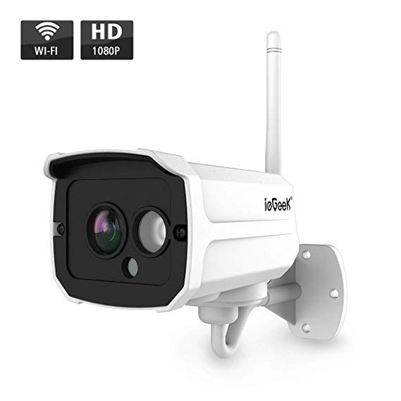 ieGeek CCTV WiFi Outdoor IP Camera 1080P FHD Home Security System Wireless Waterproof Surveillance Bullet Camera, Smart Motion Detection and Push Alerts