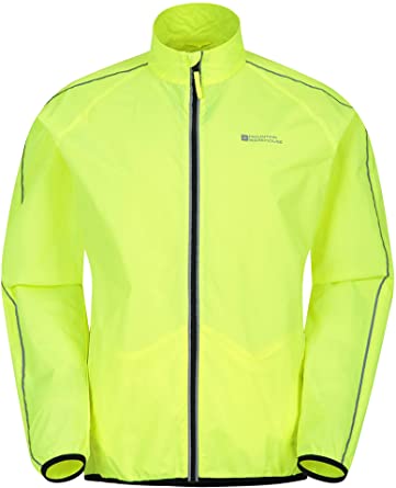 Mountain Warehouse Force Mens Water-Resistant Running Jacket - High Visibility Unisex Rain Jacket, Mesh Panels Raincoat, Scooped Back -Best for Running, Cycling