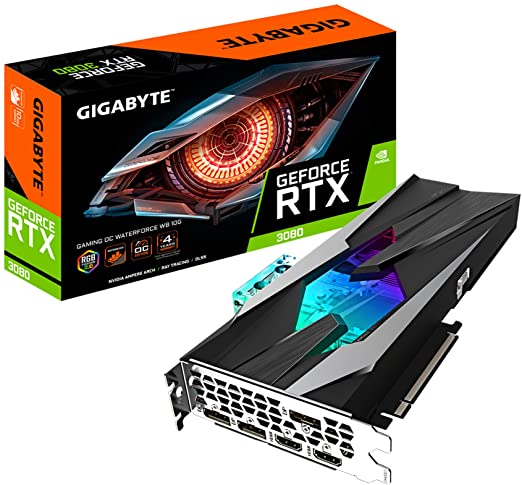 GIGABYTE GeForce RTX 3080 Gaming OC WATERFORCE WB 10G (REV2.0) Graphics Card, WATERFORCE Water Block Cooling System, LHR, 10GB 320-bit GDDR6X, GV-N3080GAMINGOC WB-10GD REV2.0 Video Card