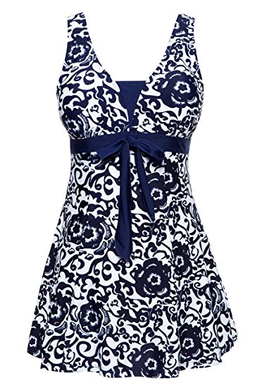 Wantdo Women’s One-Piece Oriental Porcelain Slimming Swimsuit Swimdress