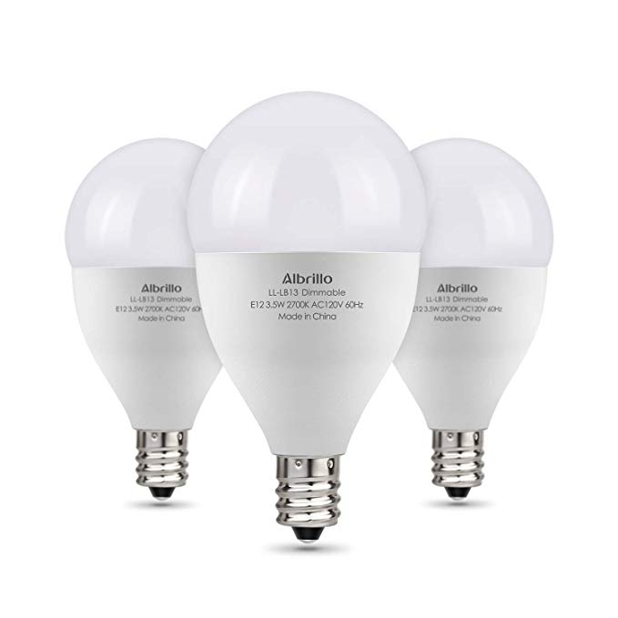 Albrillo Dimmable LED Light Bulbs E12 Bulb, 40 Watt Incandescent Equivalent, Warm White 2700K, 3 Pack