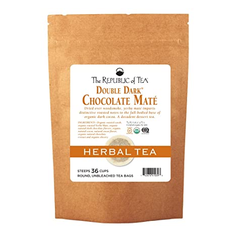 The Republic of Tea Organic Double Dark Chocolate Mate, 36 Tea Bag Refill
