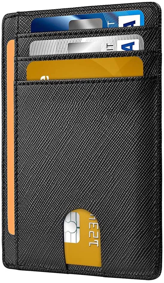 Dlife Slim Wallet RFID Front Pocket Wallet Minimalist Secure Thin Credit Card Holder (Black)