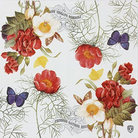 Vintage Floral Paper Napkins, Alink Flowers Butterfly Pattern Napkins for Wedding Tea Party Shower, 20 Count