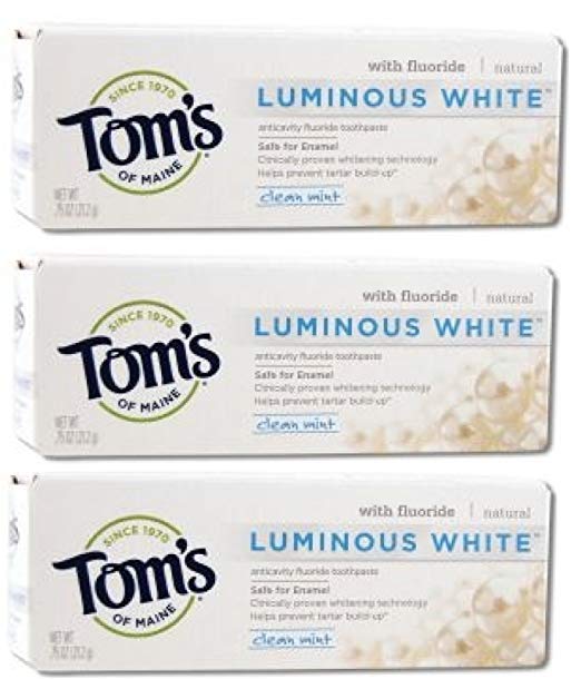 Tom's of Maine Natural Luminous White Fluoride Travel Size Toothpaste (3 Tubes)