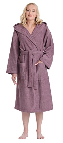 Arus Women's Classic Hooded Bathrobe Turkish Cotton Terry Cloth Robe