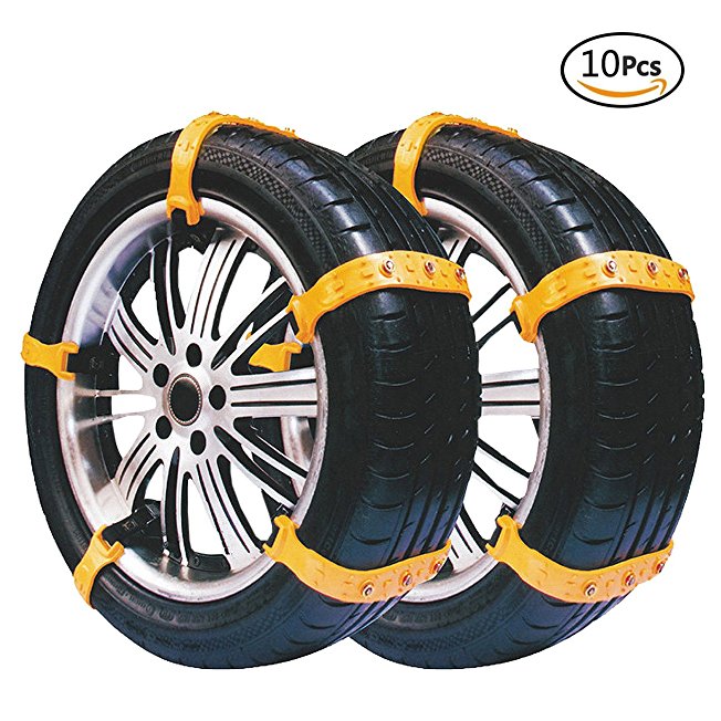 Snow Chains, Anti-skid Tire Chains Anti Slip Snow Tire Chains for Cars and SUVs (10 Pcs/Set)