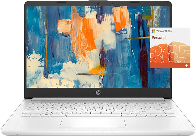 HP Stream Laptop, 14" HD Display, Intel Celeron N4120 Processor, 16GB Memory, 320GB Storage (64GB eMMC   256GB Card), 1-Year Office 365, Webcam, HDMI, Wi-Fi, USB-C, Windows 11 Home, White, JVQ MP