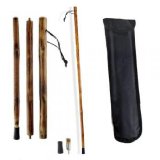 SE WS634-55P 3-Section Natural Wood Walking Hiking Stick Disassembles to 18 Length for Easy Pack and Carry Includes Backpack Pouch Two Tips