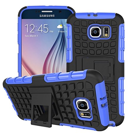 Case Collection Stylish Heavy Duty Shock Proof Armour Dual Protection Cover with Built-in Kickstand Case For Samsung Galaxy S6