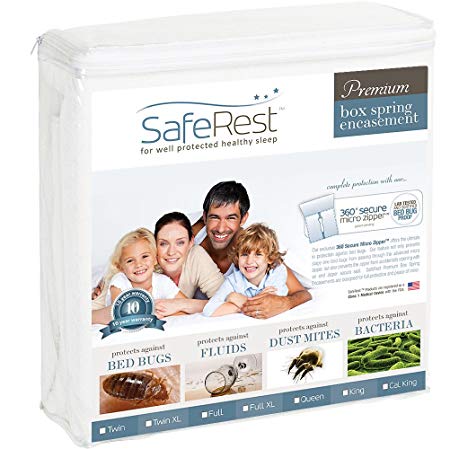 Twin Extra Long (XL) Size SafeRest Waterproof Lab Certified Bed Bug Proof Zippered Box Spring Encasement - Designed For Complete Bed Bug, Dust Mite and Fluid Protection 9"