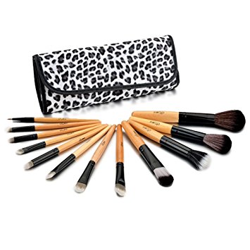 Glow 12 Makeup Brushes Set in Leopard Print Case