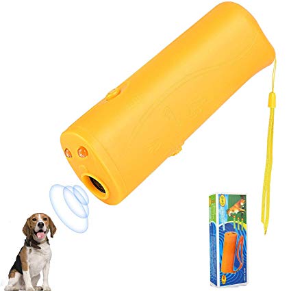 MakBea Anti Barking Stop Bark Handheld 3 in 1 Pet LED Ultrasonic Dog Repeller and Trainer Device - Training Tool/Stop Barking [Yellow]