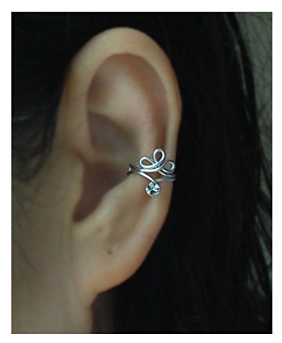 20gauge Twist infinity Ear Cuff with Chaton, Ear Jacket, Ear Wrap,cartilage earring/Please select an option