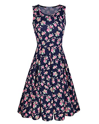 Styleword Women's Sleeveless Summer Casual Floral Dress