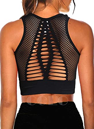 COLO Women Yoga Tank Top Workout Tops Open Back Racerback Built in Bra Removable Pad …