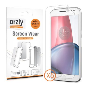 Orzly® - 5 x Screen Protectors for MOTO G4 PLUS - Multi-Pack of 5 Transparent Screen Guards for MOTO G4 PLUS SmartPhone (2016 Motorola / Lenovo Model)