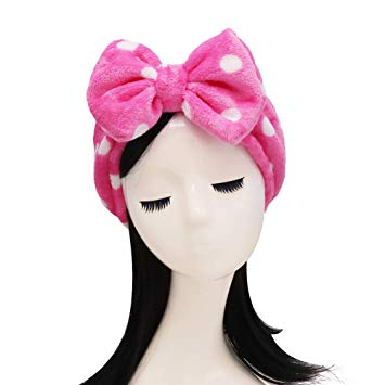 Shintop Sweet Super Soft Caroset Polka Dots Wash Cosmetic Headband Hairlace (Rose Polka dots)