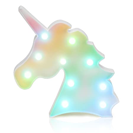 Accmor Colorful Unicorn Light, Changeable Unicorn Lamp Night Lights, Battery Operated Decorative Marquee Signs Table Lamp for Wall Decoration, Kids' Room, Living Room, Bedroom, Party as Kids Gift