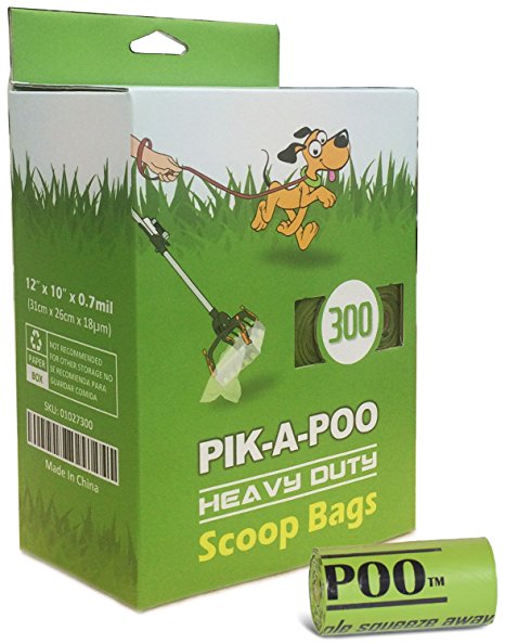 pik-a-poo 7 One-Handed Poop Scoop Refill Bags (300 Counts) by Klean