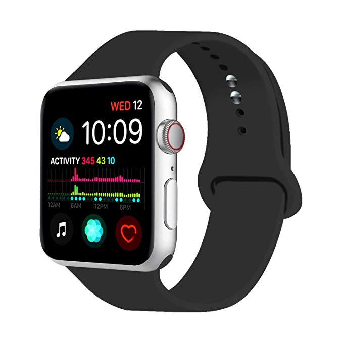 Uitee Sport Watch Band Compatible with Apple Watch 38mm 40mm 42mm 44mm, Soft Silicone Bands Replacement Strap Compatible with Apple Watch Series 4/3/2/1 S/M M/L