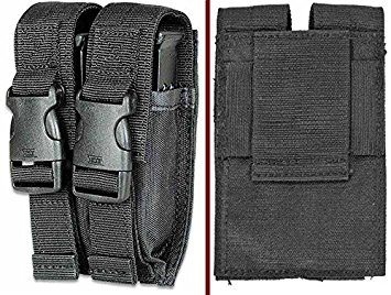 Ultimate Arms Gear Tactical Stealth Black Springfield Armory XD XDS XDM Double Dual 9mm .40 S&W .45 ACP Hi-Cap Pistol Handgun Caliber Magazine Mag Nylon Cell Carrier Pouch with Secure Buckle Adjustable Velcro Straps