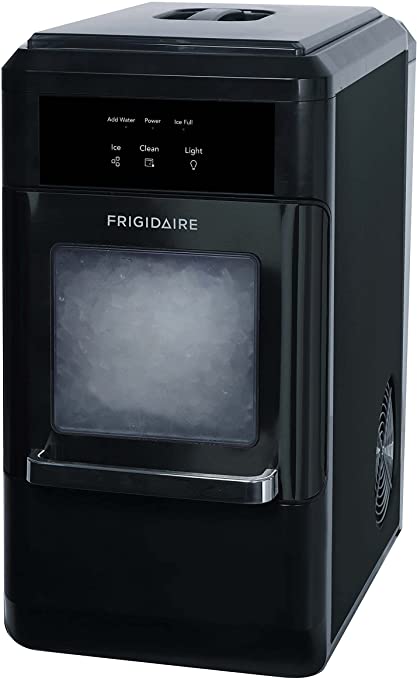 Frigidaire EFIC237 Countertop Crunchy Chewable Nugget Ice Maker, 44lbs per Day, Auto Self Cleaning, Black Stainless