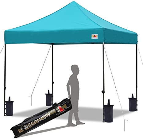 ABCCANOPY Pop up Canopy Tent Commercial Instant Shelter with Wheeled Carry Bag, Bonus Canopy Sand Bags (10x10, Turquoise)