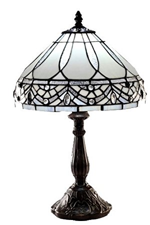 Warehouse of Tiffany 1150 MB06S GG Tiffany-style White Jewels Table Lamp, White