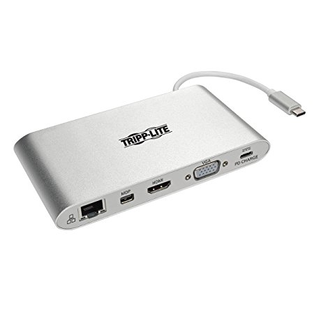 Tripp Lite USB 3.1 Gen 1 USB-C Docking Station w/ USB-A, HDMI, VGA, mDP, Gigabit Ethernet, Mem Card, 3.5mm & USB-C PD Charging, USB C, USB Type C, USB Type-C (U442-DOCK1)