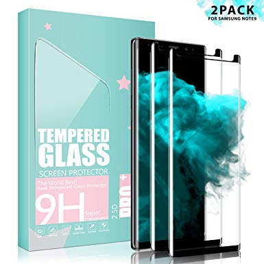 SGIN Note 9 Screen Protector, [2 Pack] Tempered Glass Screen Protector, HD Clear, Anti-Fingerprint, Bubble Free, Anti Shatter, 9H Hardness Protector Film For Samsung Note 9 - Black