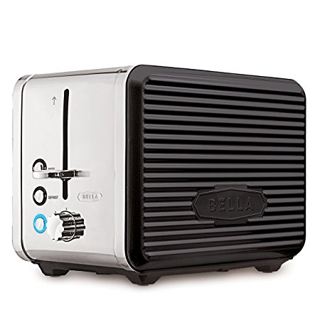 Bella Linea 2-Slice Toaster - Brightens Up Your Kitchen with Durable All-Metal Construction, Extra Wide Slots and Custom Toasting Settings (Black)