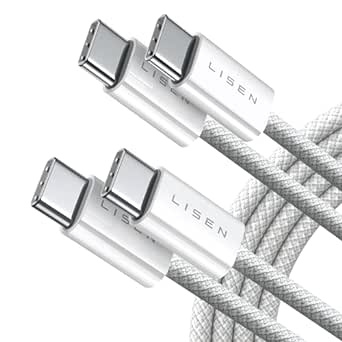 LISEN USB C to USB C Cable Charger for 60W 2-Pack 10ft USBC to USBC Cable Type C Fast Charging Cable Cord for iPhone 15 Pro Max Plus Samsung S23 Note iPad Pro Air Mini MacBook White