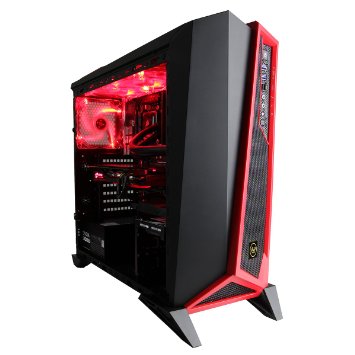 CUK Trion Custom Gaming PC (Liquid Cooled Intel i7-6700K, 32GB RAM, 500GB SSD   4TB SSHD, NVIDIA GTX 1080 8GB, Windows 10) The Best New VR Ready Tower Desktop Computer for Gamers (Black/Red)