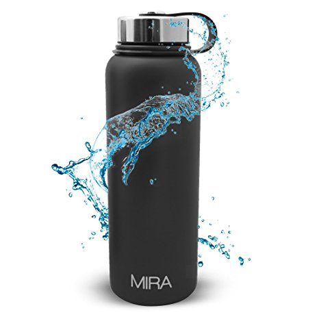 MIRA Vacuum Insulated Powder Coated Leak-Proof Water Bottle | Double Walled Stainless Steel Travel Bottle | No Sweating, Keeps Your Drink Hot & Cold | 40 Oz (1200 ml)
