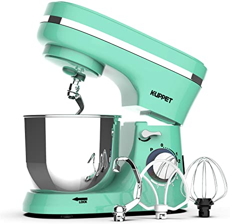 Kuppet Stand Mixers, 380W, 8-Speed Tilt-Head Electiric Food Stand Mixer with Dough Hook, Wire Whip & Beater, Pouring Shield, 4.7QT Stainless Steel Bowl. (Green)