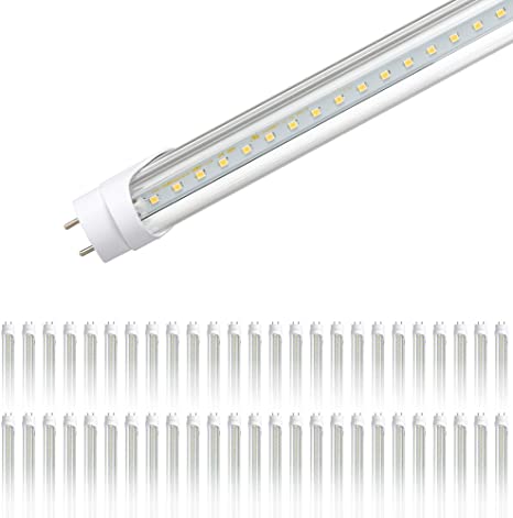 Sunco Lighting 50 Pack 4FT T8 LED Tube, 18W=40W Fluorescent, Clear Cover, 4000K Cool White, Single Ended Power, Ballast Bypass, Commercial Grade - UL Listed