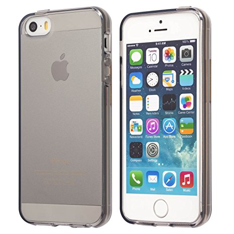 iPhone 5S case, Totallee Revealer, Flexible Soft Slim Jelly Transparent TPU Cover for iPhone 5 5S SE (Grey)