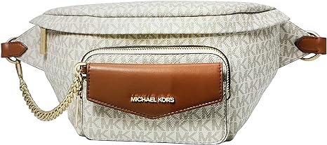 Michael Kors Women Maisie Large 2 In 1 Waistpack Fanny Pack Belt Bag (Vanilla)