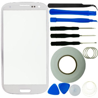 Eco-Fused Screen Replacement Kit for Samsung Galaxy S3 including Replacement Glass  Tool Kit  Adhesive Sticker Tape  Tweezers  Microfiber Cleaning Cloth  Instruction Manual