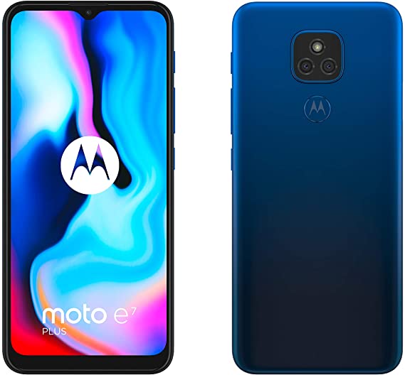 Motorola moto e7 plus (dual camera 48MP, batteria 5000 mAh, display Max Vision 6.5", processore octa-core, Dual SIM, 4/64GB, Android 10), Misty Blue