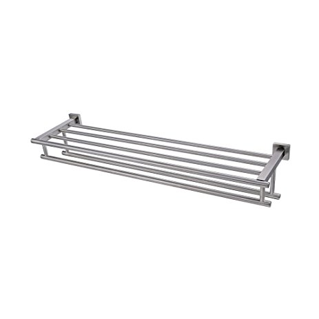 KES Large Towel Rack, Towel Shelf with Two Bar (30 Inch Stainless Steel) Shower Organizer Modern Square Style Wall Mount Brushed Finish, A2112S30-2