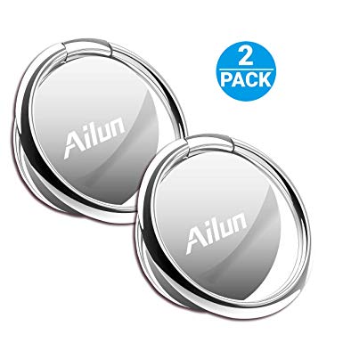 Ailun Phone Ring Stand Holder[2 Pack] Compatible iPhone X/8/7/6/6s Plus,Galaxy S9/S9 ,s8/s8  S7/S7 Edge,S6/S6 Edge  Note 8 More[Silver] Universal 360° Rotation Cellphone Finger Ring Kickstand Grip