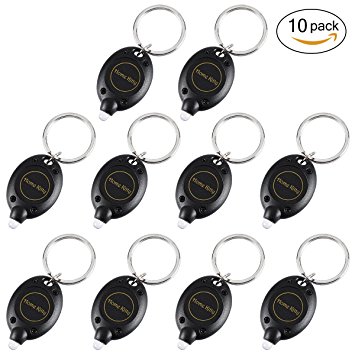 Home Kitty 10 Pack Black 22000mcd Mini LED Keychain Flashlight, Very Bright Black Keychain Touch Light, Batteries Included