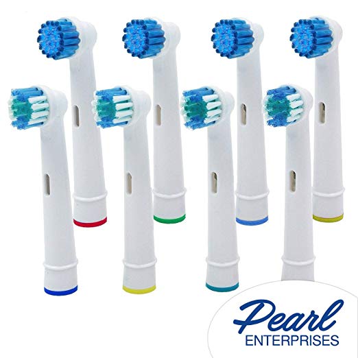 Pearl Enterprises Replacement Brush Heads Compatible With Oral B- Variety Pack of 8 Generic Sensitive Clean and Precision Care Electric Toothbrush Heads –Fits Oralb Braun 7000, Pro 1000, 9600, 500.